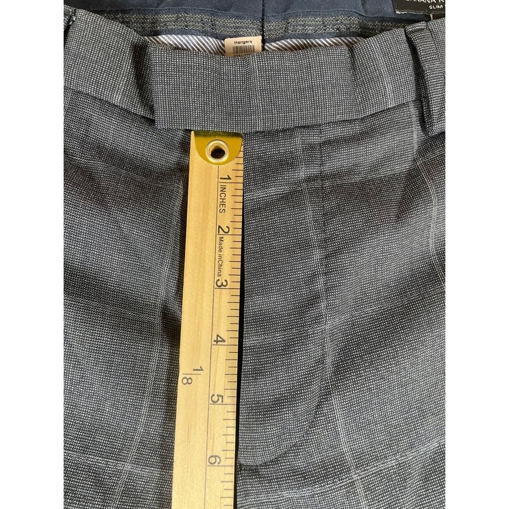 Banana Republic Mens 32x34 Slim Fit Grey Windowpane Plaid Dress Pants Trousers - Picture 7 of 8